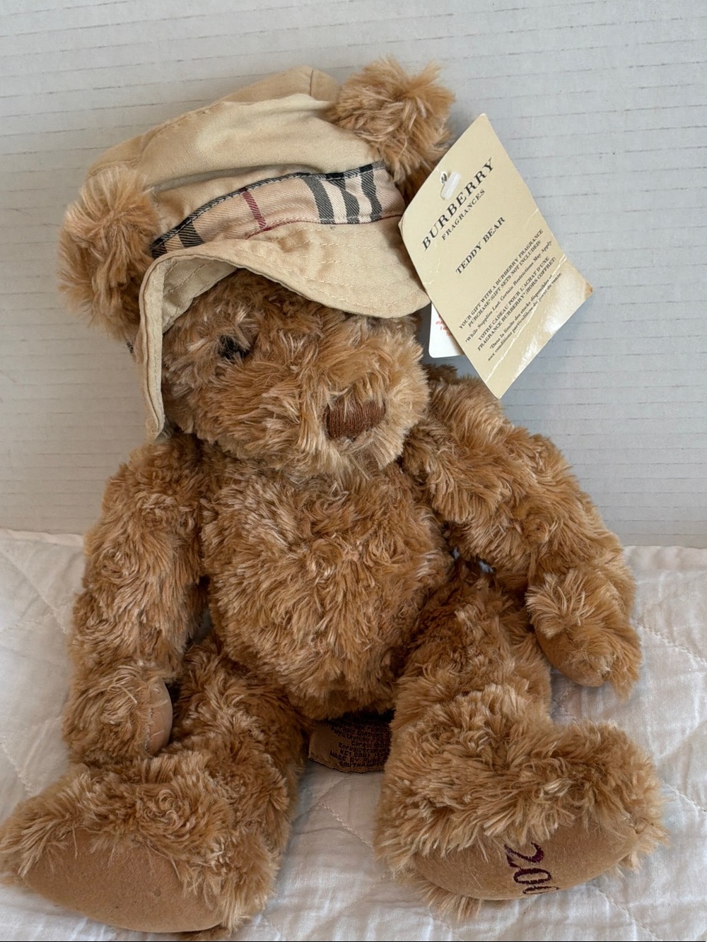 Burberry Brown Teddy Bear2006 with Burberry bucket hat